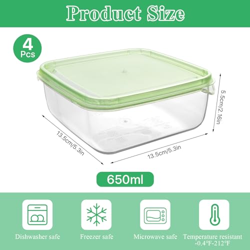 4 Pack Sliced Cheese Container for Fridge, Butter Block Cheese slicer Holder with Lids, Airtight Plastic Storage Box for Keeps Deli Cheese Fresh Longer