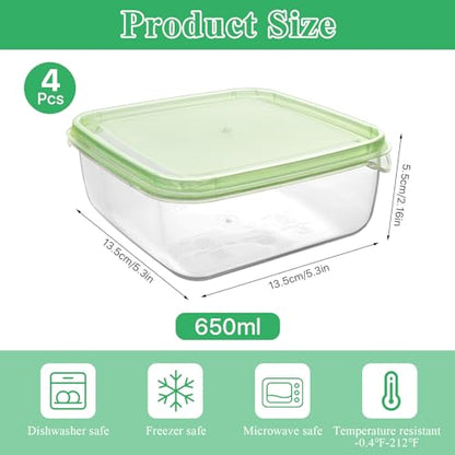 4 Pack Sliced Cheese Container for Fridge, Butter Block Cheese slicer Holder with Lids, Airtight Plastic Storage Box for Keeps Deli Cheese Fresh Longer