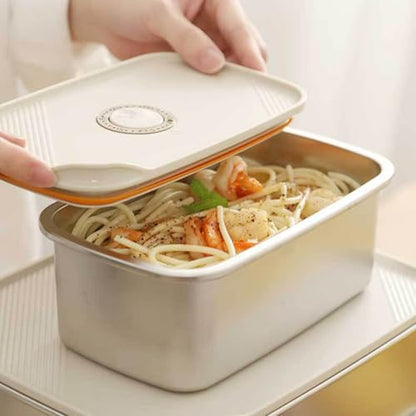 Stainless Steel Food Storage Containers with Airtight Lids Set, Leakproof Meal Prep Containers, Airtight Kimchi Containers Reusable, Stackable/Oven/Dishwsher/Freezer Safe 600ML