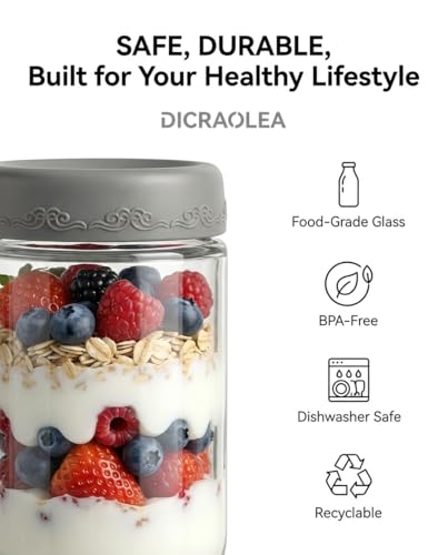 18oz 8Pack Glass Overnight Oats Jars Containers with Airtight Leakproof Lids, Reusable Mason Jars for Meal Prep, Yogurt Parfaits, Smoothies, Salads & Healthy Breakfasts(18oz-8Pack) - color: 18oz-8Pack