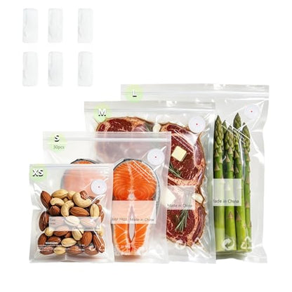 Reusable Vacuum Sealer Bags for Food – 30 Pack 10.2 * 11 Inches, Leak-Proof & BPA-Free, Includes 3 Free Bag Clips, Ideal for Food Storage, Freezer & Handheld Vacuum Sealer Compatible | Leak-Proof - size: 30*Small Bags (10.2x11 in)