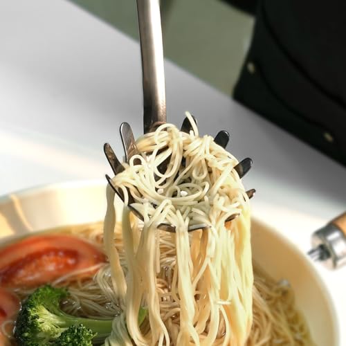 Black Stainless Steel Pasta Spoon, Spaghetti Server with Teeth, Metal Pasta Fork for Noodles, Linguine, Fettuccine and Macaroni, Dishwasher Safe - color: Z-Black Spaghetti
