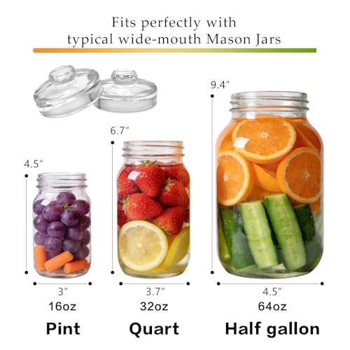 4 Pack Fermentation Glass Weights with Handle for Large Wide Mouth Mason Jars, Dishwasher Safe