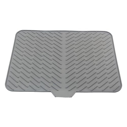 Silicone Dish Drying Mat for Kitchen Counter,23"X17" With Built-in Drain Lip,Food-Grade Silicone,Heat-Resistant Eco-friendly Hygienic Drying Mat Leak-Proof and Non-Slip,Multi-Functional Use（Gray） - color: Gray, size: 23" x 17"
