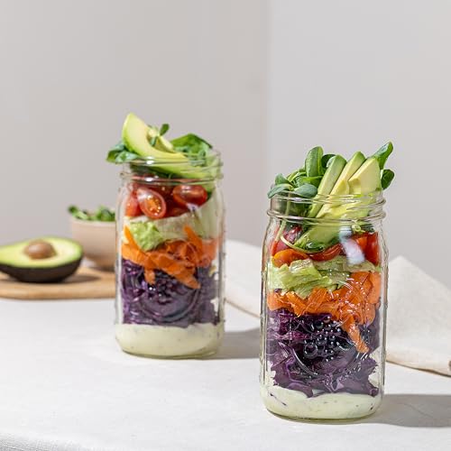 Wide Mouth Mason Jars 32 oz [2-Pack] with Airtight Lids – Glass Meal Prep Jars for Salads, Overnight Oats & Food Storage | BPA-Free Leak-Proof Lids - size: 32 oz