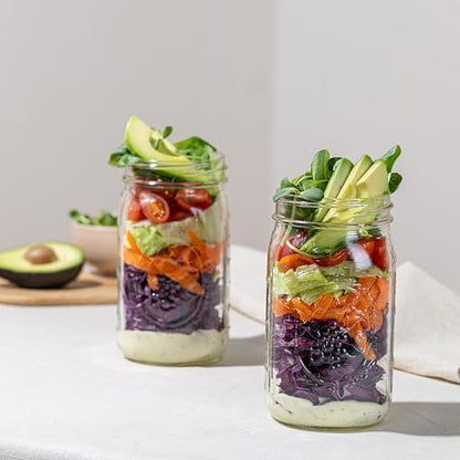 Wide Mouth Mason Jars 32 oz [2-Pack] with Airtight Lids – Glass Meal Prep Jars for Salads, Overnight Oats & Food Storage | BPA-Free Leak-Proof Lids - size: 32 oz