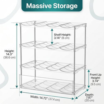 Stackable Water Bottle Organizer 4 Tier Holds 16 Bottles, Storage Rack for Stanley 40oz Cups & Tumblers, Water Bottle Organizer Cabinet Holder for Kitchen, Pantry, Fridge, Shaker Bottle Storage Rack