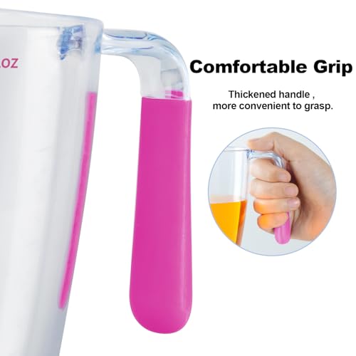 Liquid Measuring Cups with Spout 3 Pcs Stackable Plastic Liquid Measuring Cups with ML OZ Scale, BPA Free Clear Measuring Cup with Non-Drip Spout & Silicone Handle for Kitchen Cooking Baking
