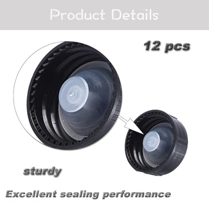 12pcs Phenolic Resin Cover 24mm Black Poly Seal Screw Caps, Plastic Lids Amber Boston Round Glass Beer Bottles Poly Cone Cap, Brewing Wine Jug Cap for Daily Chemicals, Food, Cosmetics Bottles - color: Black,24mm