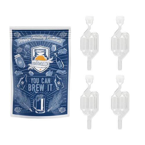 Fermentaholics Airlock 4 Pack – Brewing & Fermentation Airlocks – Use with Drilled Rubber Stopper, Grommeted Lid – Make Beer, Wine, Sauerkraut, Pickles, More (S-Shaped Airlock)