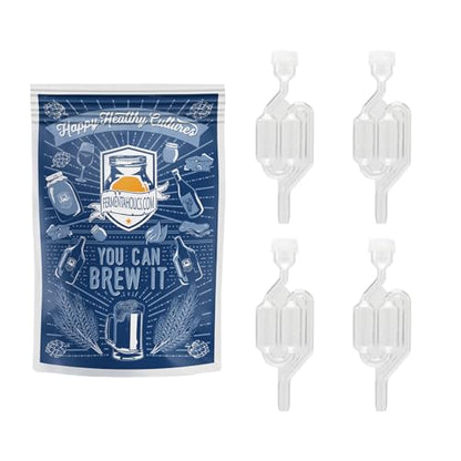 Fermentaholics Airlock 4 Pack – Brewing & Fermentation Airlocks – Use with Drilled Rubber Stopper, Grommeted Lid – Make Beer, Wine, Sauerkraut, Pickles, More (S-Shaped Airlock)