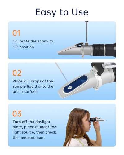 LOHAND Honey Refractometer, 0-90% Brix Refractometer for Honey Moisture | Precision Measuring Sugar Content for Maple Syrup, Wine, Fruit, Jucie, Jam & Sugary Drink, Automatic Temperature Compensation - size: 0-90%Brix
