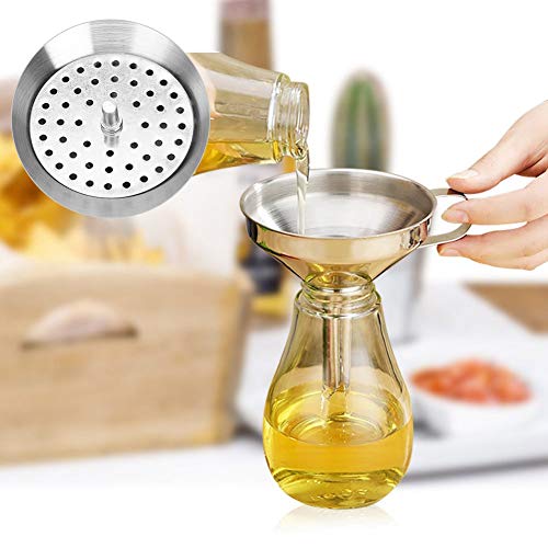 Stainless Steel Funnel with Built-in Strainer – Large Wide-Mouth Heavy-Duty Kitchen Funnel for Canning, Wine Making, Oil Transfer, and Liquid Pouring