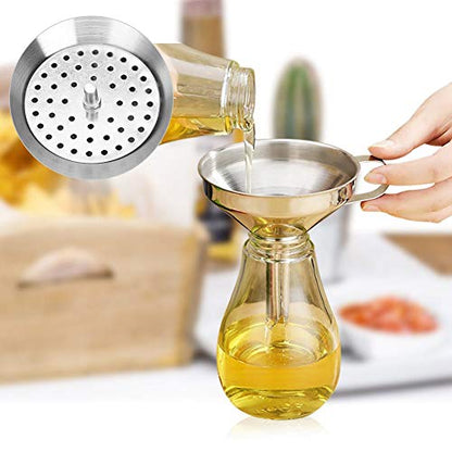 Stainless Steel Funnel with Built-in Strainer – Large Wide-Mouth Heavy-Duty Kitchen Funnel for Canning, Wine Making, Oil Transfer, and Liquid Pouring