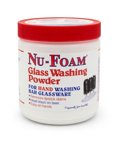 Nu-Foam Glass Washing Powder - Detergent for Bar Glassware – Original Streak-Free Solution - Hand Washing Bar, Tavern, Brewery Supplies - Concentrated 1 Lb Jar - style: 16 Ounce (Pack of 1)