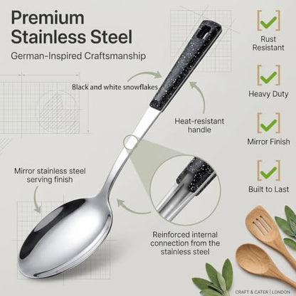 5-Piece Stainless Steel Serving Spoon Set, Large Serving Spoons with Ladle & Slotted Spoon, Metal Serving Spoons for Buffet, Soup, Rice, Commercial & Home Kitchen
