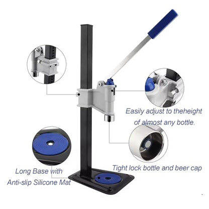TsoLay Manual Perfume Press Capping Machine, Professional Bench Beer Bottle Capper with Non-Slip Base, 100-500mm Adjustable Height, for Homebrew Soft Drinks Homebrew Beer and Beverages