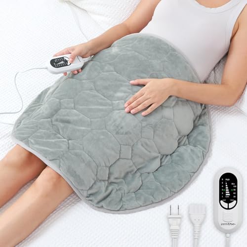 immtree Weighted Heating Pad for Period Cramps, 7lbs XXXL Size(29x24) with Fast Heat Technology, Heated Blankets for Adults, Deeper Pain Relief for Back, Shoulder and Knee - color: Grey, size: 29"x24" 7 Pound