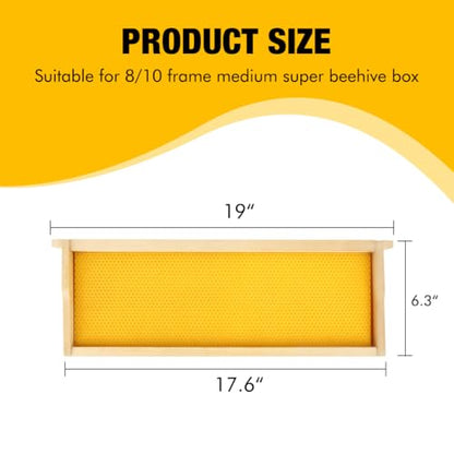 Honey Lake Medium Beehive Frames and Foudations Kit,10 Pack Super Wooden Frames and Beeswax Dipped Plastic Foundations for Beekeeping - color: 10Pack-Yellow