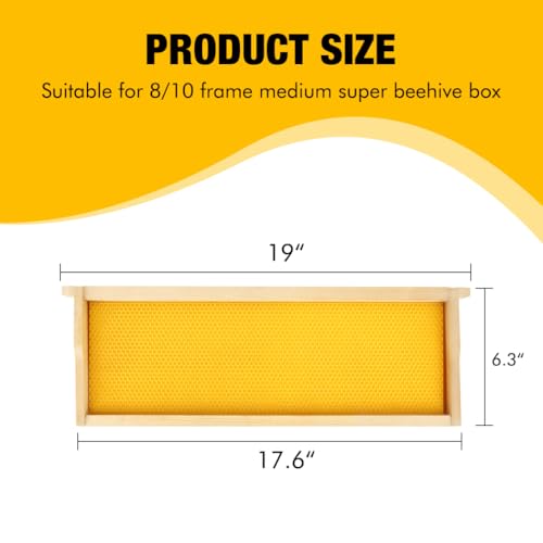Honey Lake 20 Pack Medium Beehive Frames Kit with Food-Grade Beeswax-Coated Plastic Foundations and Unassembled Durable Wooden Frames (Yellow) - color: 20Pack-Yellow