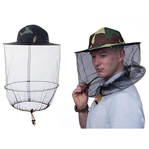 2 Pack bee Beekeeping Beekeepers hat with Veil net Netting Fishing Camping Hood Cap Fly Mosquito mesh Hats for Men Women Kids | 2Pcs Polycotton Nylon,Foldable Packable Camo,Brim Lightweight Sturdy,Beekeeping Halloween,Men Women Bug Gnat Protection