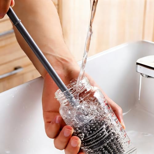 Long-Handle Silicone Cup & Bottle Brush - Flexible & Durable for Deep Cleaning Bottles, Cups & Narrow Necks