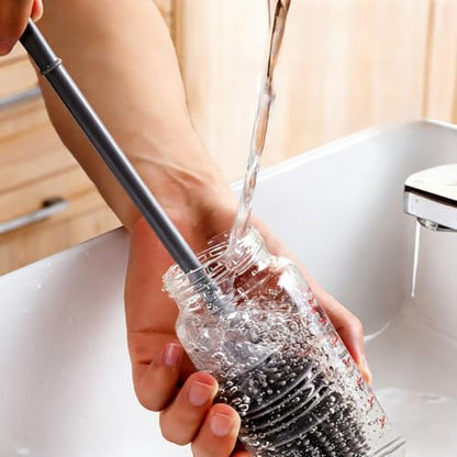 Durable Long-Handle Silicone Brush – Deep Cleaning Tool for Bottles, Cups & Narrow Necks-Grey
