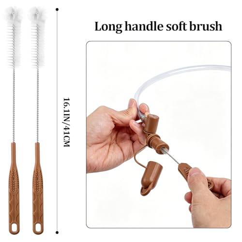 Patelai 8 in 1 Hydration Bladder Cleaning Kit Includes 3 Different Brushes and Drying Collapsible Bladder Frame, Water Reservoir Backpack Cleaning Kit - color: Brown