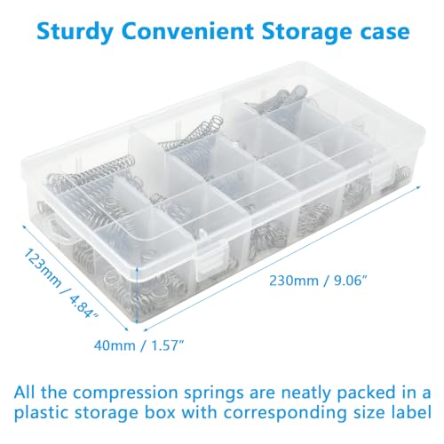 BDS-HOME 240pcs Compression Springs Assortment Kit, 15 Different Sizes Stainless Steel Springs for Shop and Home Repairs in Individual Boxes - size: 240pcs-15 Sizes, style: Compression Spring