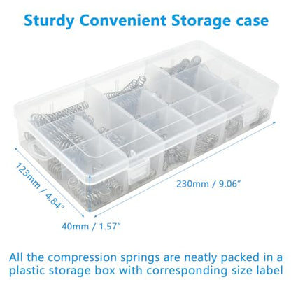 BDS-HOME 240pcs Compression Springs Assortment Kit, 15 Different Sizes Stainless Steel Springs for Shop and Home Repairs in Individual Boxes - size: 240pcs-15 Sizes, style: Compression Spring