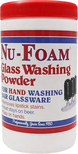 Nu-Foam Glass Washing Powder - Detergent for Bar Glassware – Original Streak-Free Solution - Hand Washing Bar, Tavern, Brewery Supplies - Concentrated 2 Lb Jar - style: 32 Ounce (Pack of 1)