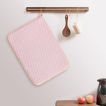 Pink Dish Drying Mats for Kitchen Counter, 2 Pack Dish Drying Mat Drying Pad, Dish Rack Drainer Mat, Kitchen Mat (Pink) - color: Pink