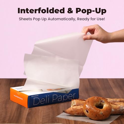 Fit Meal Prep [500 Pack] 10 x 10.75" Wax Paper Sheets for Food, Interfolded Precut Deli Pop Up Grease-Proof Sandwich Paper Wraps, Waterproof for Lunch, Food Basket, Microwave Cover, BBQ - size: 10 x 10.75"