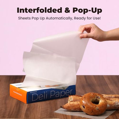 Fit Meal Prep [500 Pack] 10 x 10.75" Wax Paper Sheets for Food, Interfolded Precut Deli Pop Up Grease-Proof Sandwich Paper Wraps, Waterproof for Lunch, Food Basket, Microwave Cover, BBQ - size: 10 x 10.75"