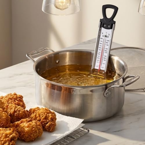 Pro Candy Thermometer & Deep Fry Thermometer, Stainless Steel with Pot Clip, Dual Scale C/F (100-400F), Hands-Free, Easy to Read for Candy, Jam, Oil, Sugar Cooking