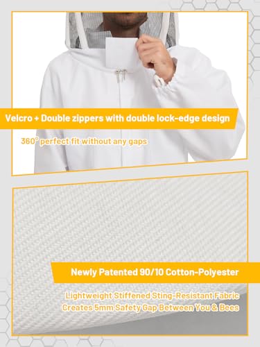 Sting Proof Bee & Beekeeper Suit, Unisex, Veil & Gloves, XXL | Sting Proof Beekeeping Gear for Men & Women, Beginner to Pro, Backyard Apiary, Halloween Bee Costume - size: XXL