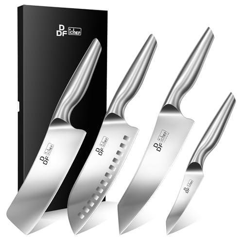 DDF iohEF Kitchen Knife Set, 4 Piece Professional Ultra Sharp Knives Set, Japanese High Carbon Stainless Steel Chef Knife Set for Home and Kitchen - color: 4PCS Kitchen Knives