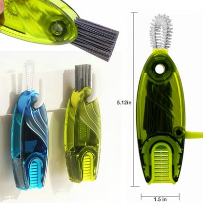 4 in 1 Cup Lid Cleaning Brush Set Multifunctional Bottle Brush Cleaner Tiny Bottle Cup Lid Brush Straw Cleaner Tools Mini Silicone Bottle Cup-Holder Cleaner with Hook Remover Green + Blue - style: 1pc Blue 1pc Green 4in1