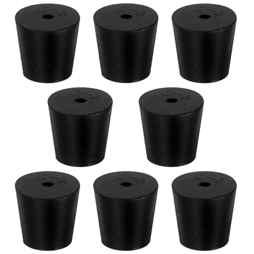 8Pcs Solid Rubber Stopper Bungs - 20MM to 26MM Rubber Tapered Plug Flexible Durable Test Tubes Bungs with Hole, Easy to Insert & Remove for Lab Apparatus Home Flask - color: 20mm to 26mm