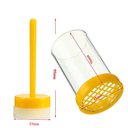 2 Pieces Queen Catcher Queen Bee Marker Queen Bee Catcher Queen Bee Cage Bee Queen Marking Catcher Queen Bee Marking Cage Bottle Tube Beekeeper Tool Accessory, Yellow