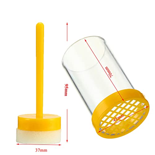 1 Piece Queen Catcher Queen Bee Marker Queen Bee Catcher Queen Bee Cage Bee Queen Marking Catcher Queen Bee Marking Cage Bottle Tube Beekeeper Tool Accessory, Yellow