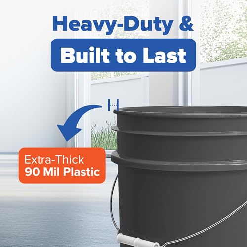 ePackageSupply 5 Gallon Plastic Bucket with Airtight Lid | Food Grade Bucket | BPA-Free | Heavy Duty 90 Mil All Purpose Pail | One 12" Rubber Mallet & One Lid Opener Included | 3 Pack - color: Gray, size: 3 Packs