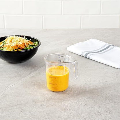 Restaurantware RW Base 1 Cup Measuring Jar 1 Durable Measuring Beaker - Metric And Imperial Units Handle With Thumb-Grip Design Clear Plastic Measuring Cup Tolerates Up To 248F - color: Clear, size: 3.75" × 3.00" × 3.75"