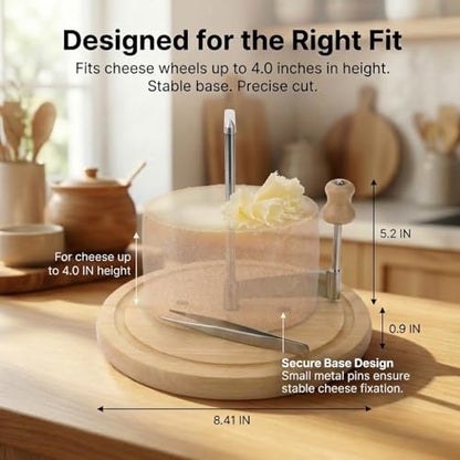 Girolle Cheese Flower Maker Sharp Stainless Steel Cutting Wheel Solid Wood Base Manual Cheese Shaver for Home Kitchen Food Prep