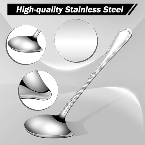 2 Pcs Small Ladle with Pouring Spout Stainless Steel Gravy Spoon Sauce Drizzle Spoon for Spooning Gravies Sauces Dressings Kitchen Utensils (8 x 2.9 Inch)