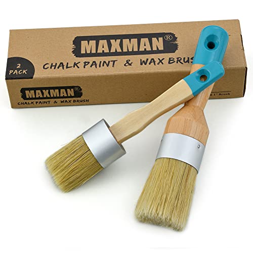 MAXMAN Chalk Paint Brush for Furniture 2Pcs, Wax Brush, Natural Bristles, Compatible for All Types of Chalk Paints, Stencils & Furniture Wax, Art, Crafts, Milk Paint, DIY Painting, No Shedding - size: 2PCS-Large