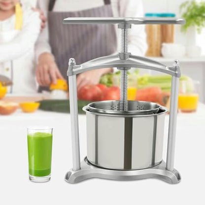 Fruit Wine Press 3L / 6L Manual Wine Press Fruit Cider Grinder Dual Stainless Steel Barrels, Manual Press Machine with T-Handle, for Cider Cheese Herb Vegetables~/