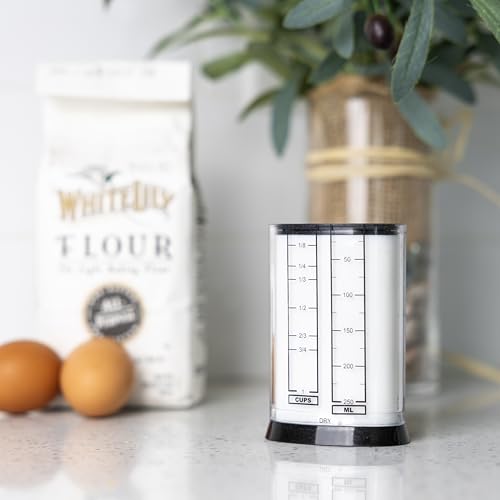 KitchenArt 1 Cup Tri Adjust A-Cup, Easy Pour Adjustable Measuring Cup | No Mess Measuring & Pouring | Includes Measurment Conversions | Measures 1/8 Cup to 1 Cup | Works With Dry & Wet Ingredients - size: 1 Cup