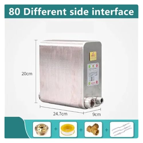 24/32/38 Plates Heat Exchanger Beer Wort Chiller Cooler 304 Stainless Steel 1/2 for Home Hot Water(80 Different Side) - size: 80 Different Side