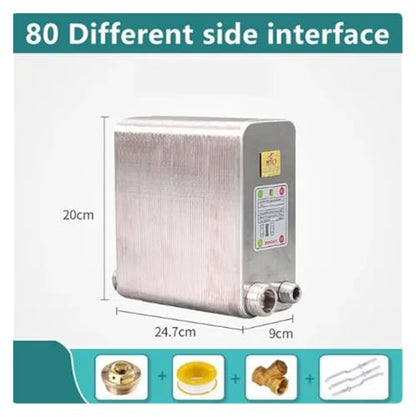 24/32/38 Plates Heat Exchanger Beer Wort Chiller Cooler 304 Stainless Steel 1/2 for Home Hot Water(80 Different Side) - size: 80 Different Side